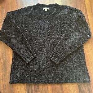 Seven 7 Caviar Black Soft Knit Long Sleeve Sweater Size XL
